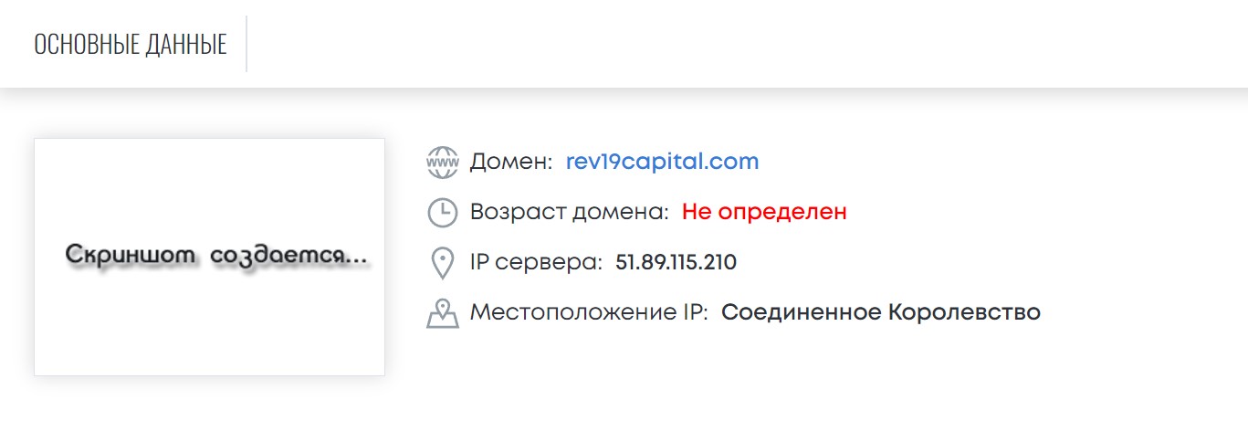 Rev19 Capital - домен